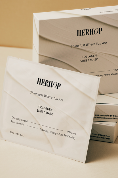 HERHOP Premium 100-Hour Glow Collagen Sheet Mask (10EA)