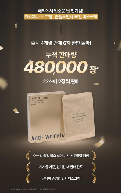 Herhop Intense Care 24K Gold Snail Sheet Mask (5packs)
